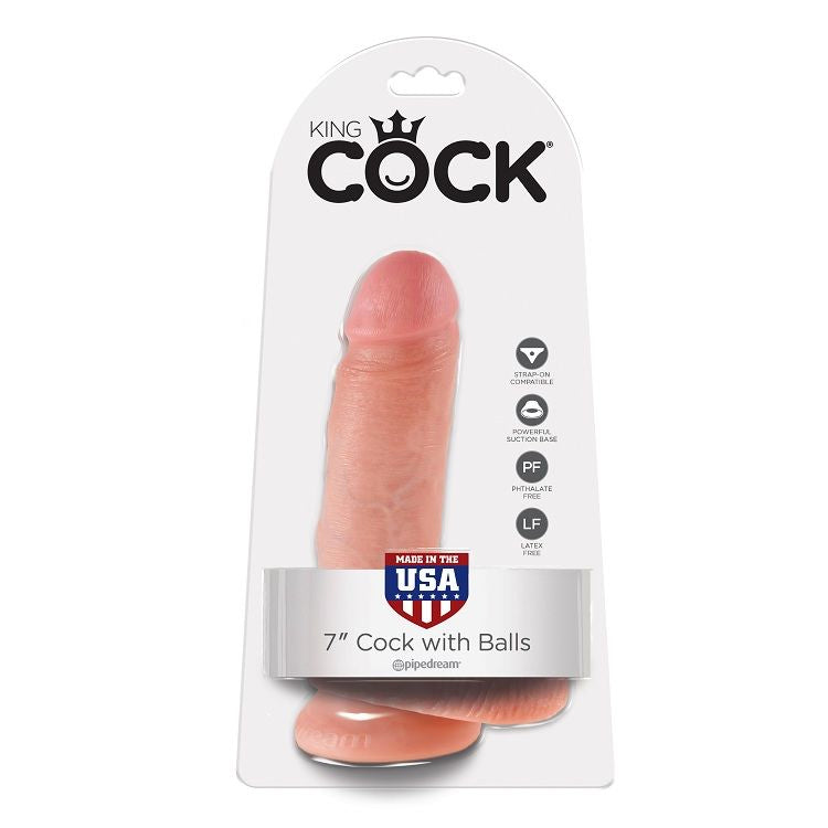 King Cock - 7 Dildo Flesh With Balls 17.8 CM
