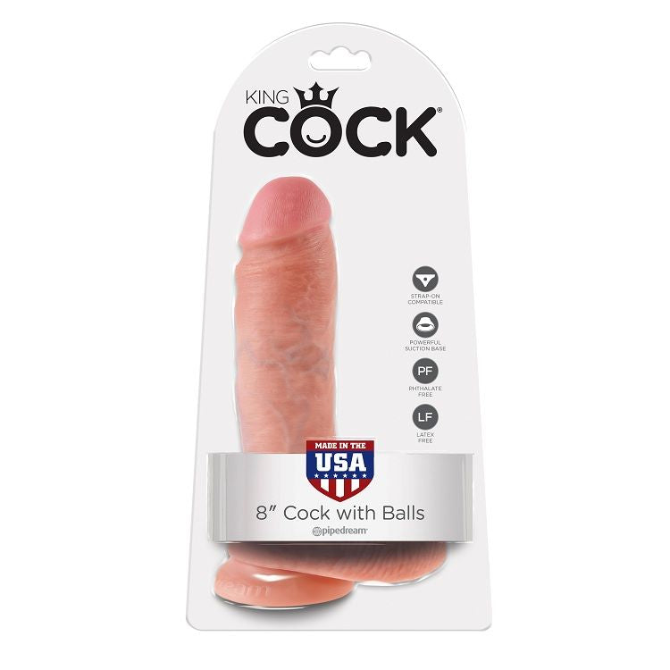 King Cock - 8 Dildo Flesh With Balls 20.3 CM
