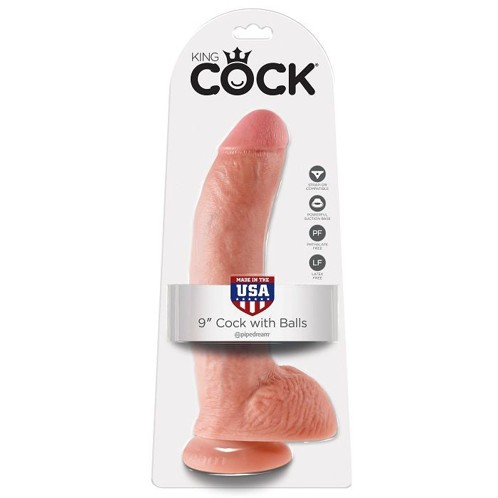 King Cock 9 Dildo Flesh With Balls 22.9 CM — Skin