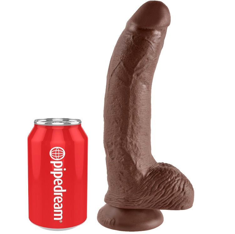 King Cock 9 Dildo Brown With Balls 22.9 CM — Brown