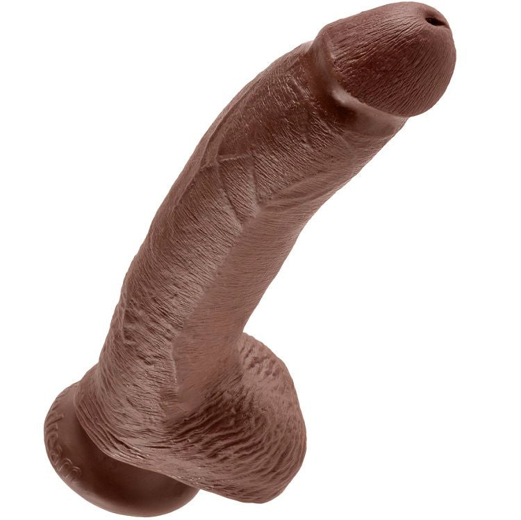 King Cock 9 Dildo Brown With Balls 22.9 CM — Brown