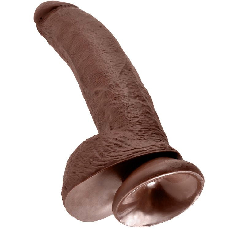 King Cock 9 Dildo Brown With Balls 22.9 CM — Brown