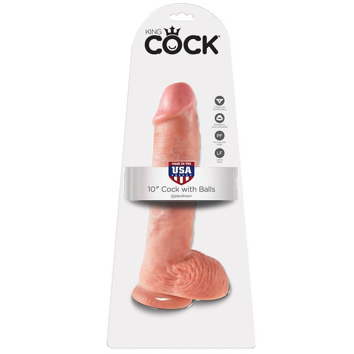 King Cock 10 Dildo Flesh With Balls 26.5 CM — Skin