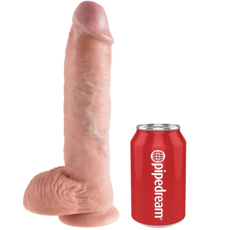 King Cock 10 Dildo Flesh With Balls 26.5 CM — Skin