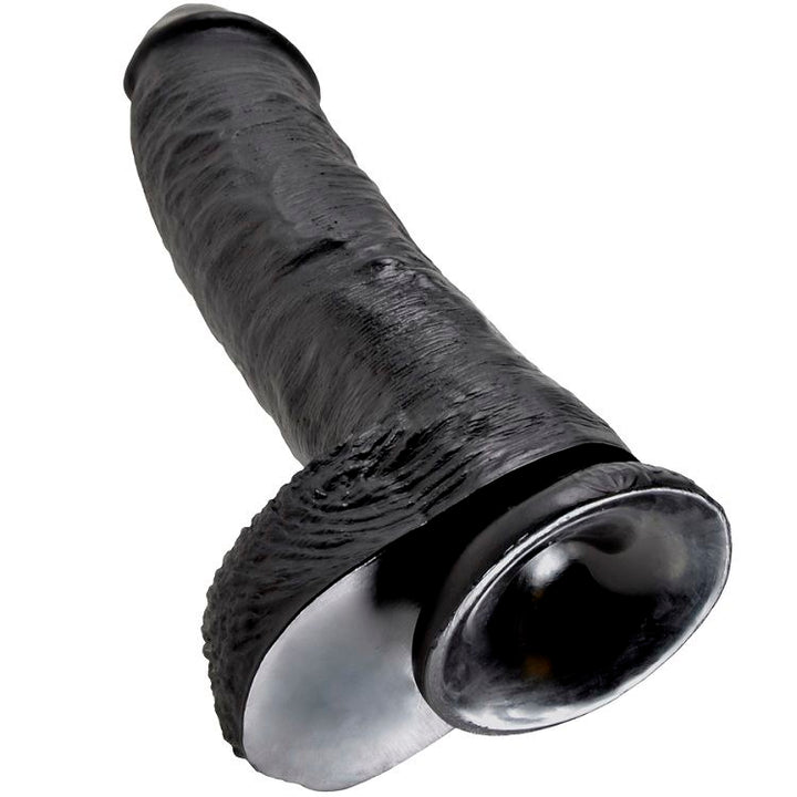 KING COCK - DILDO BLACK WITH BALLS 25.4 CM