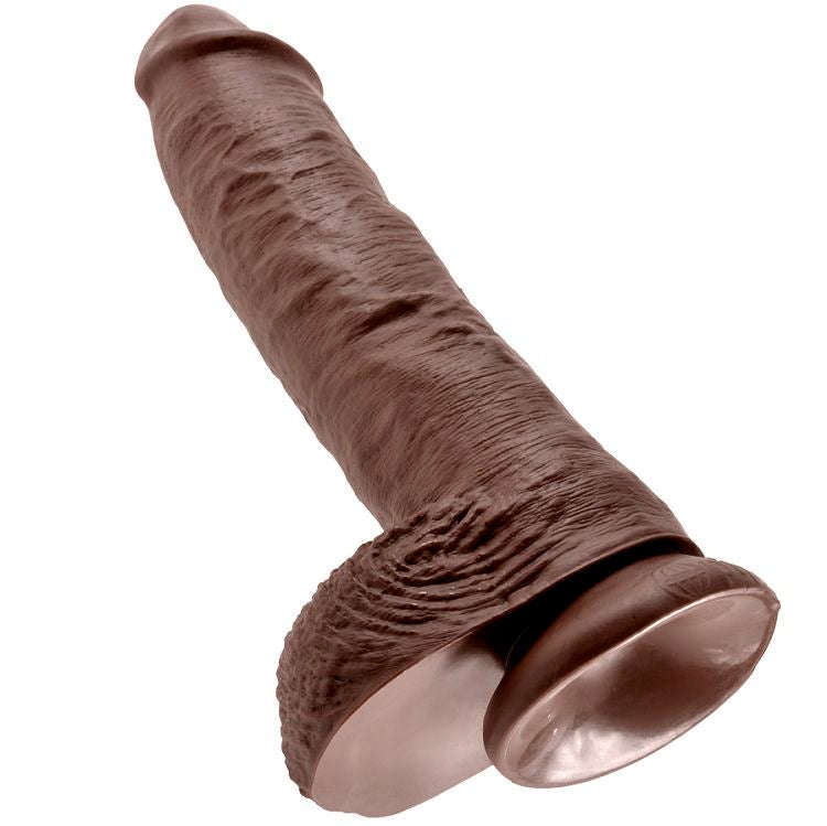 King Cock 10 Dildo Brown With Balls 25.4 CM — Brown