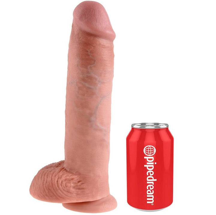 King Cock 11 Dildo Flesh With Balls 28 CM — Skin