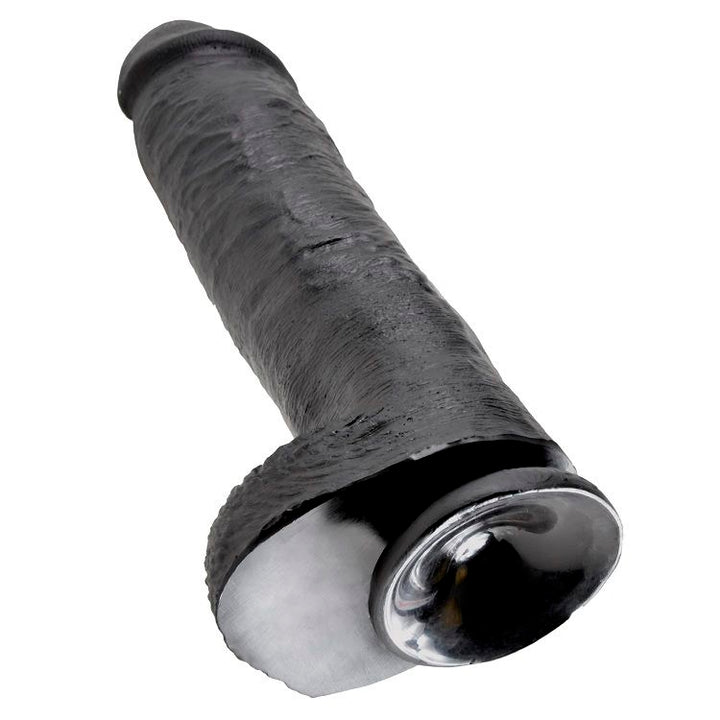 KING COCK - DILDO BLACK WITH BALLS 28 CM