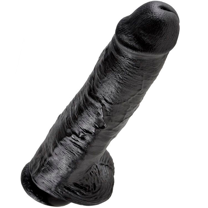 KING COCK - DILDO BLACK WITH BALLS 28 CM