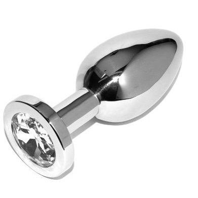 Metal Hard Anal Plug Diamond Transparent Small 5.71cm — Clear / Metal