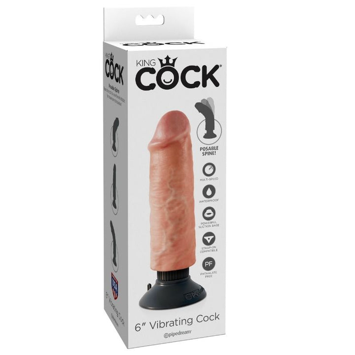 King Cock 15.24 CM Vibrating Cock Flesh — Skin
