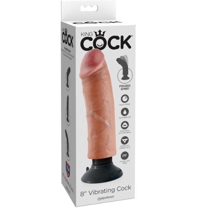King Cock 20.32 CM Vibrating Cock Flesh — Skin