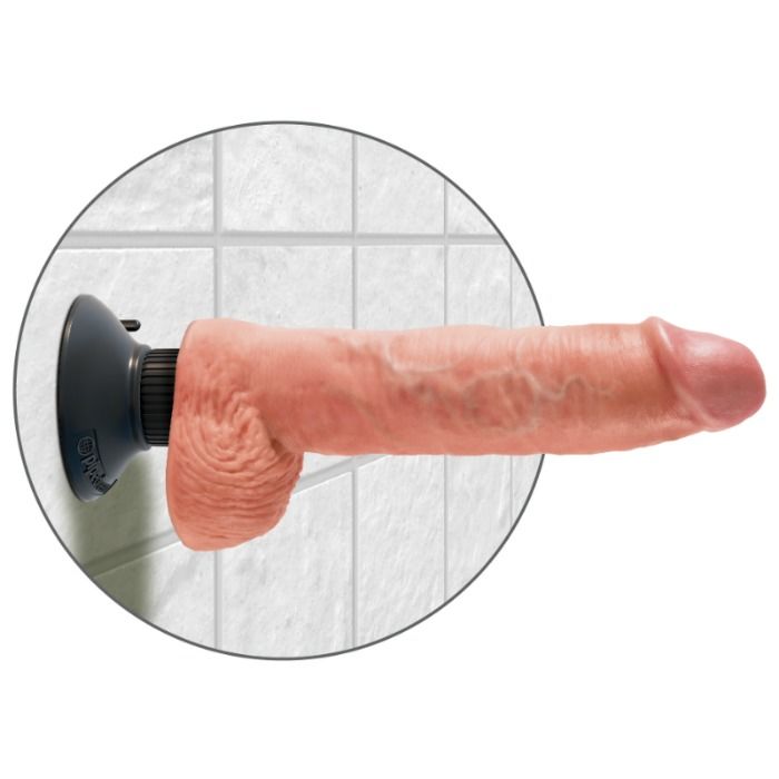 King Cock 25.5 CM Vibrating Cock With Balls Flesh — Black