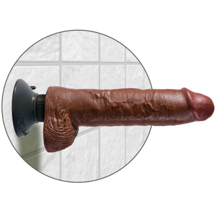 King Cock - 25.5 CM Vibrating Cock With Balls Brown