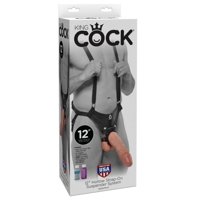 King Cock - 30.5 CM Hollow Strap-On Suspender System Flesh