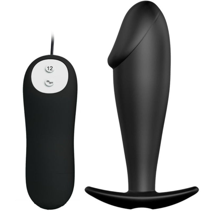Pretty Love Silicone Anal Plug Penis Form And 12 Vibration — Black