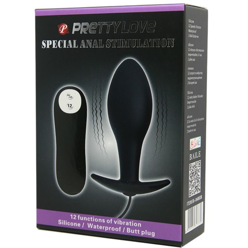 Pretty Love Anal Plug - Anchor Form Silicone 12 Vibration — Black