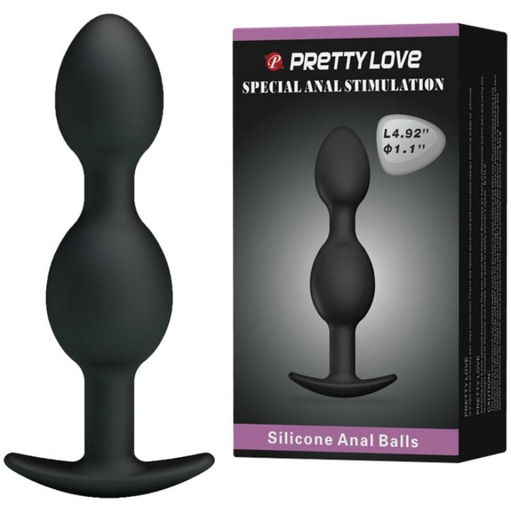 Pretty Love Silicone Anal Balls 12.5 CM Black — Black