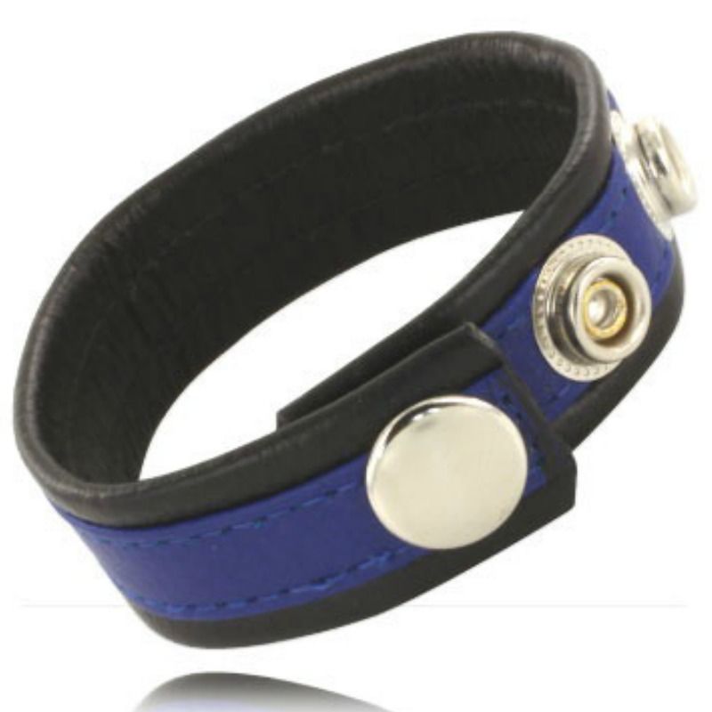 Leather Body adjustable leather strap for penis blue-black