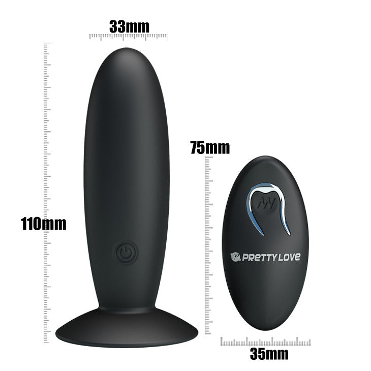 Pretty Love Rechargeable Anal Plug With Vibration And Control — Black