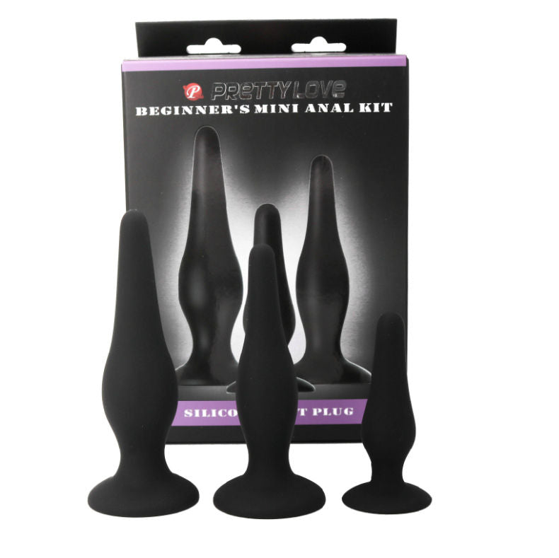 Pretty Love Anal Plugs - Silicone Initiation Kit — Black