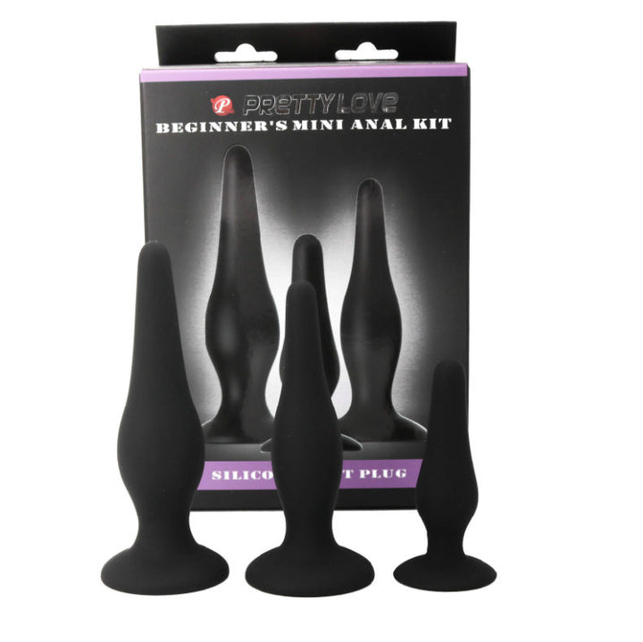 Pretty Love Anal Plugs - Silicone Initiation Kit — Black