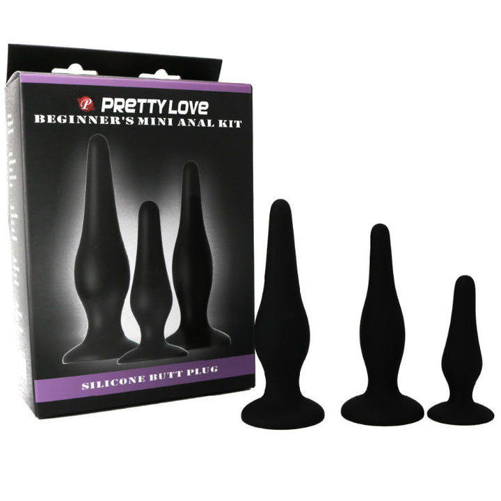 Pretty Love Anal Plugs - Silicone Initiation Kit — Black