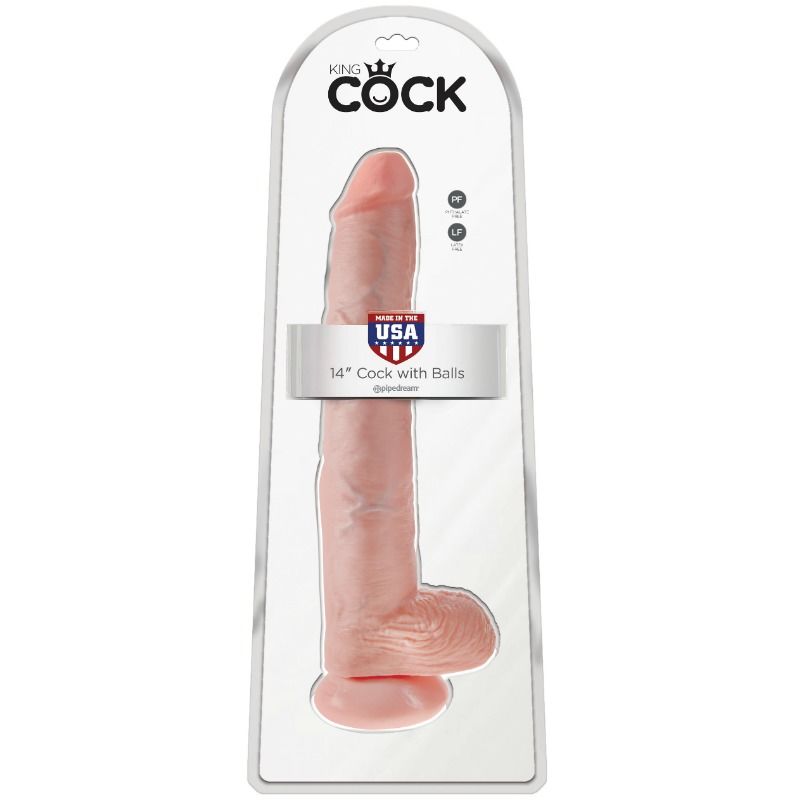King Cock Dildo With Balls 35.6 CM Flesh — Skin