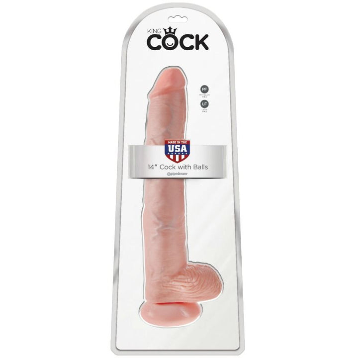 King Cock Dildo With Balls 35.6 CM Flesh — Skin