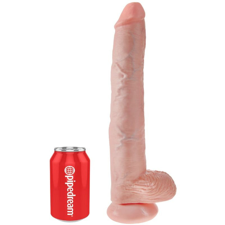 King Cock Dildo With Balls 35.6 CM Flesh — Skin