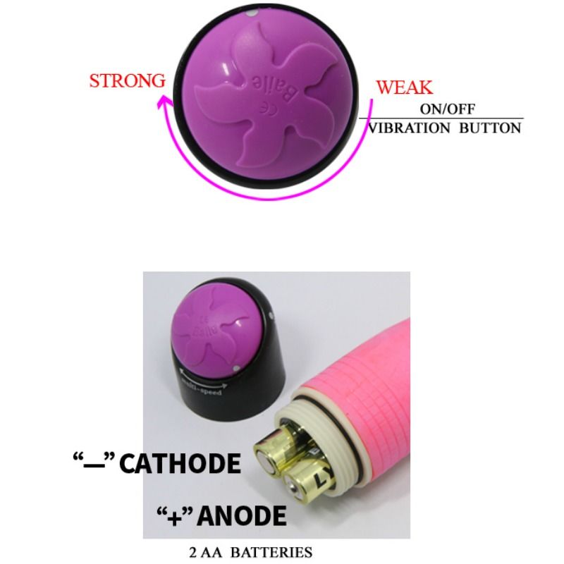 Baile - Colorful Sex Realistic Vibrator Pink 23 CM — Pink TPR