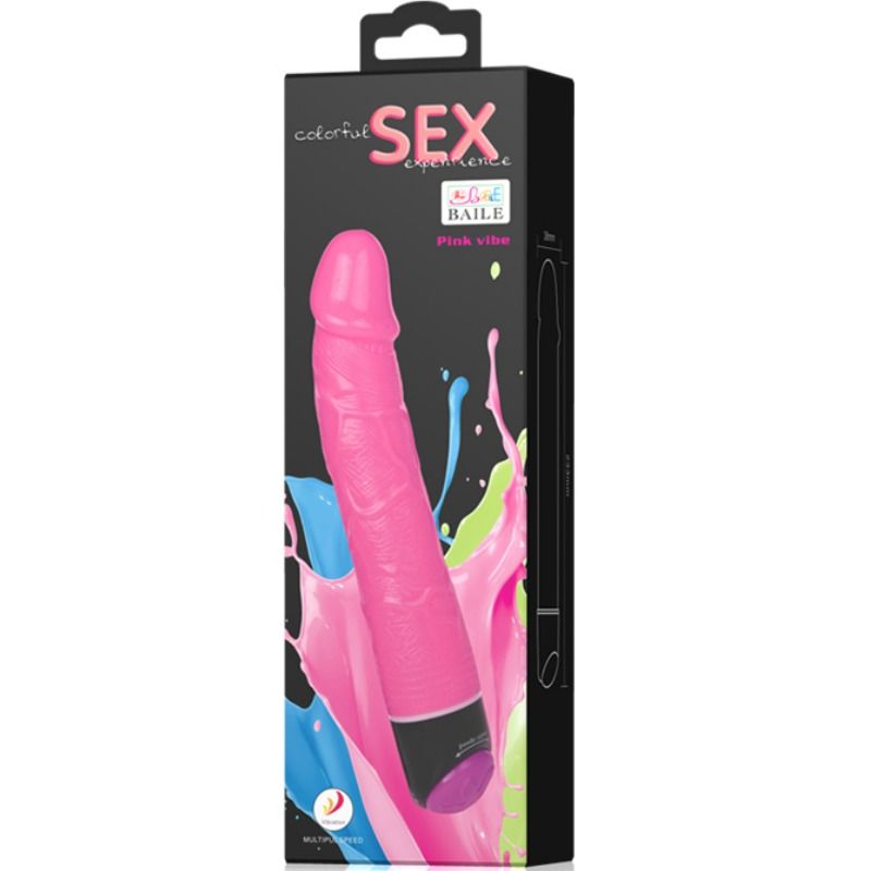 Baile - Colorful Sex Realistic Vibrator Pink 23 CM — Pink TPR