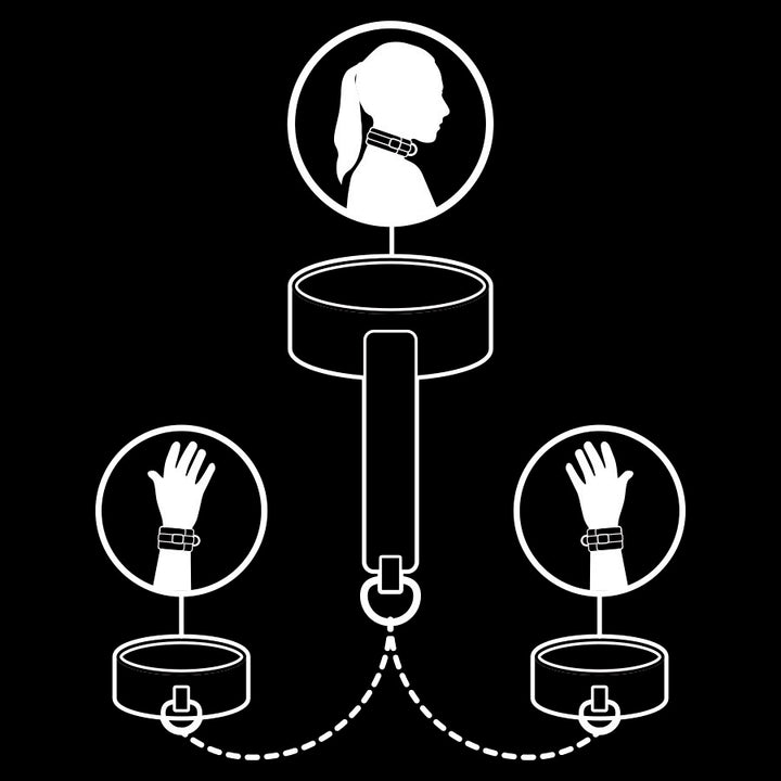 Fetish Submissive Vegan - Leather Necklace And Handcuffs With