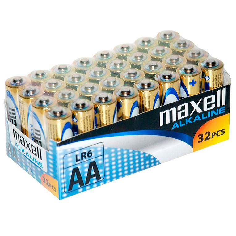 MAXELL - ALKALINE BATTERY AA LR6 PACK*32 BATTERIES