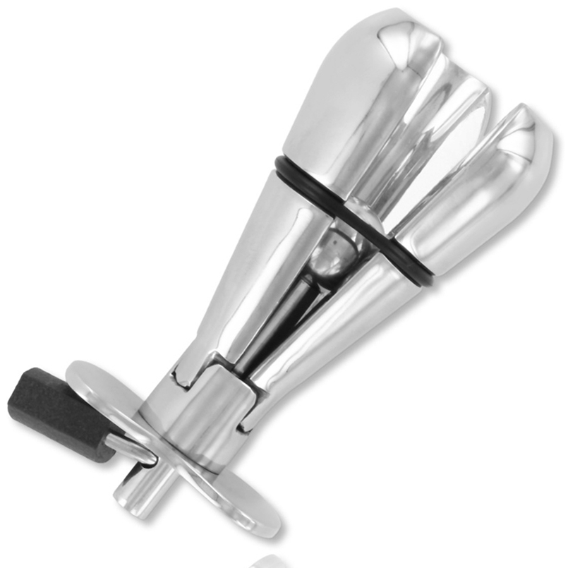 Metal Hard Metal Anal Plug With Lock — Silver / Stainless Steel