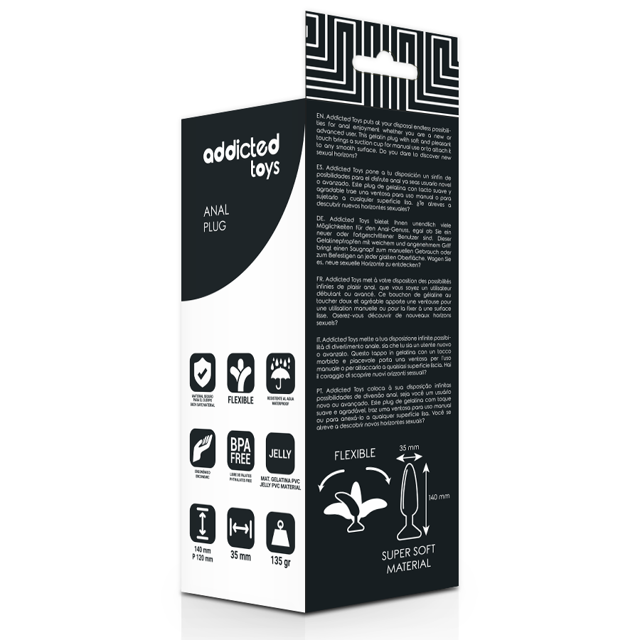 Addicted Toys Anal Plug 14 CM — Black · TPR