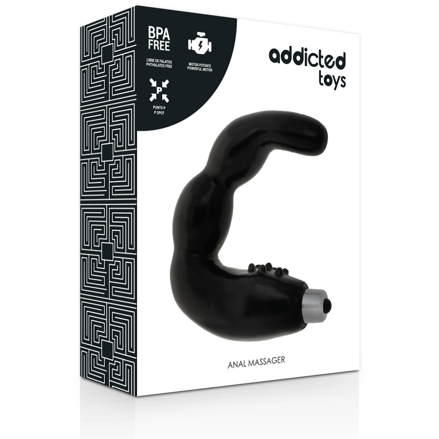 Addicted Toys Prostate Anal Massager Vibration — Black · TPR