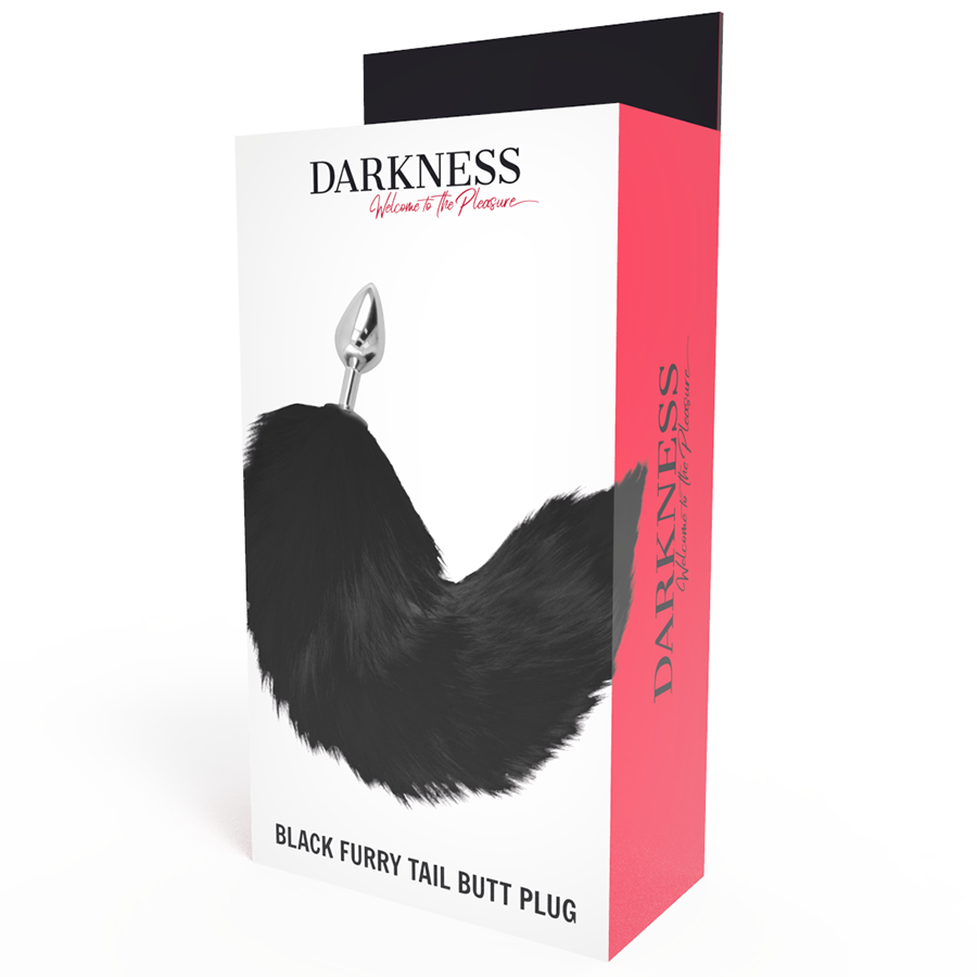 Darkness Silver Anal Plug With Black Tail — Silver metal