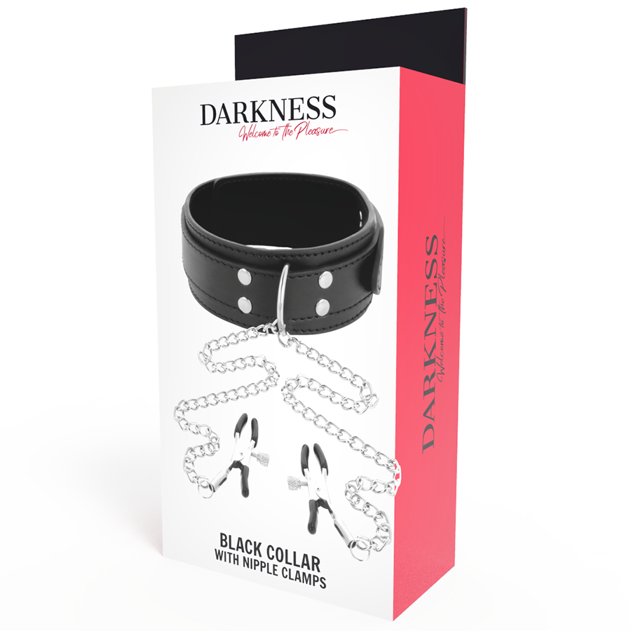 Darkness Collar - With Nipple Clamps Black