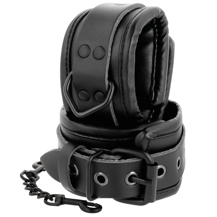 Darkness Adjustable - Ankle Handcuffs Black Leather