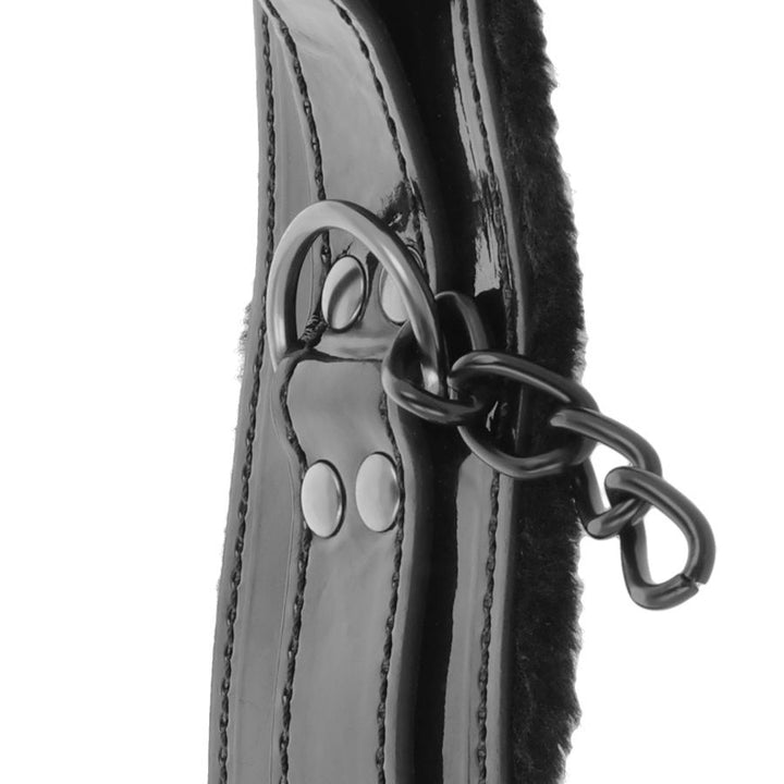 Darkness Black - Adjustable Leather Handcuffs With Padlock