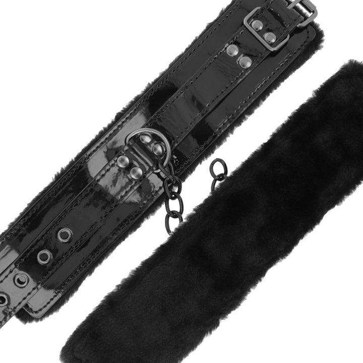 Darkness Black - Adjustable Leather Handcuffs With Padlock