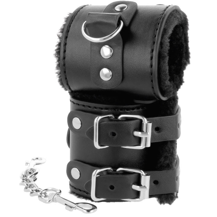 Darkness Black - Adjustable Leather Handcuffs With Lining