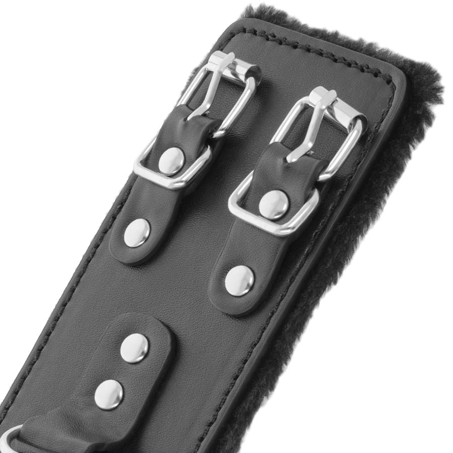 Darkness Black - Adjustable Leather Handcuffs With Lining
