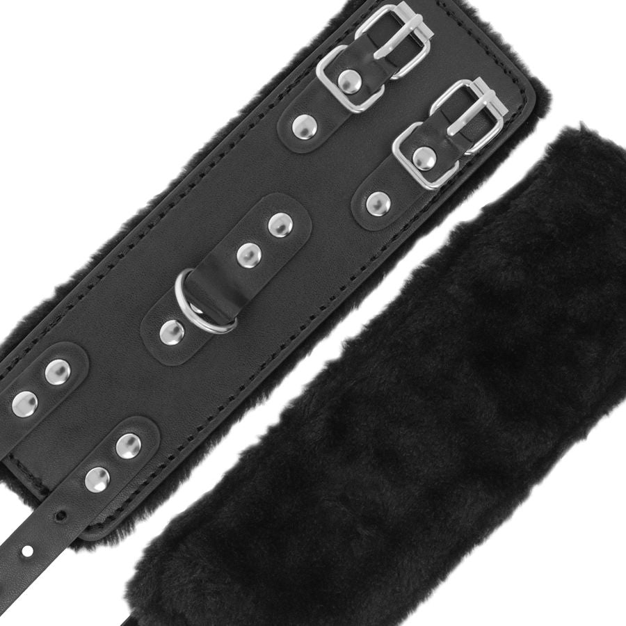 Darkness Black - Adjustable Leather Handcuffs With Lining