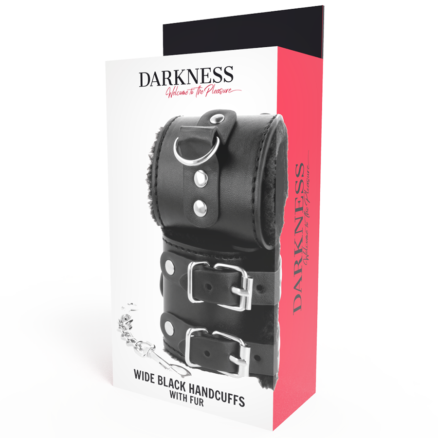 Darkness Black - Adjustable Leather Handcuffs With Lining