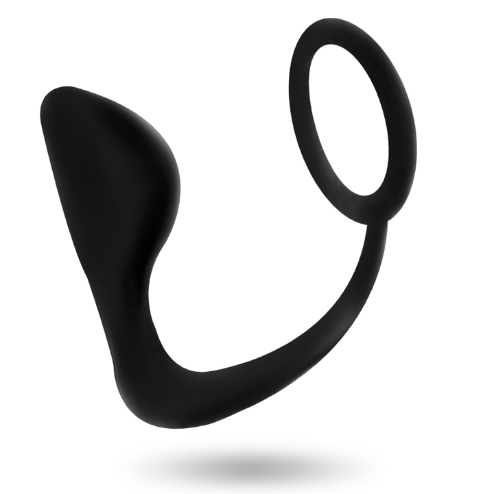 Addicted Toys Anal Plug With Black Penis Ring — Black · TPR