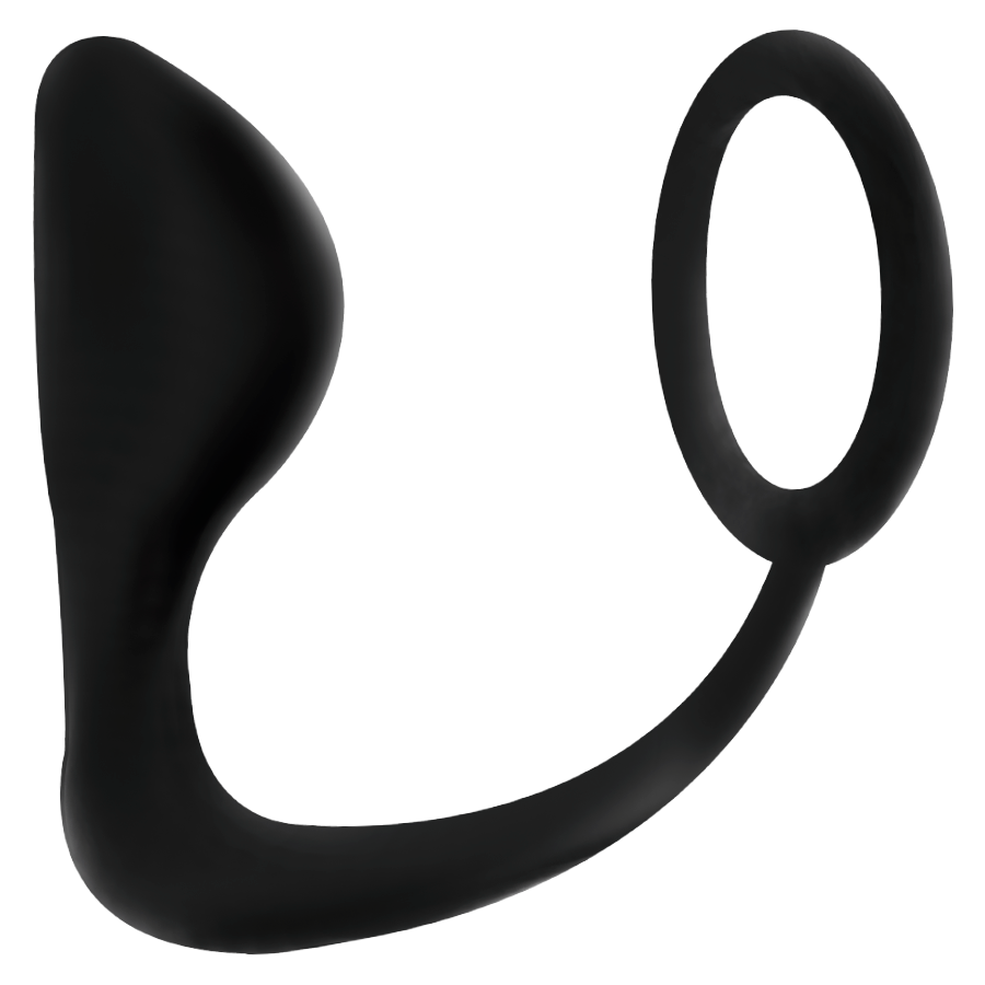 Addicted Toys Anal Plug With Black Penis Ring — Black · TPR
