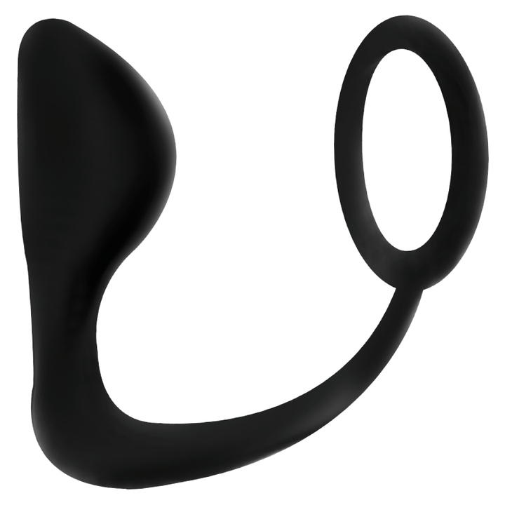 Addicted Toys Anal Plug With Black Penis Ring — Black · TPR