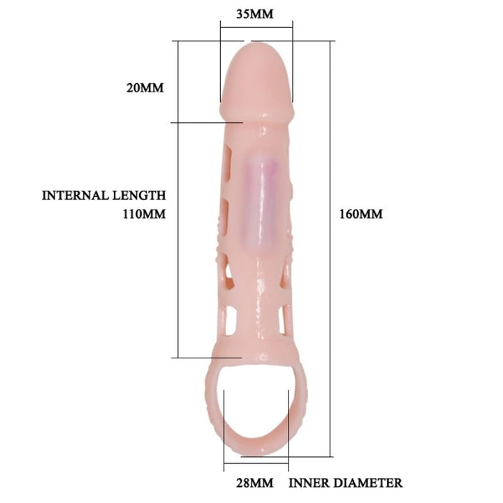 BAILE - PENIS EXTENDER COVER WITH VIBRATION AND NATURAL STRAP 13.5 CM